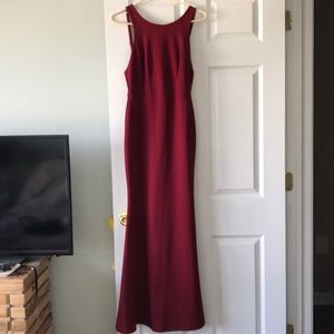 Burgundy Backless Maxi Dress